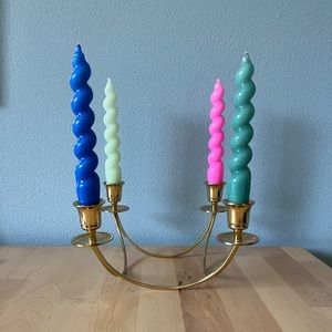 Vintage Polished Brass Sitting Candelabra